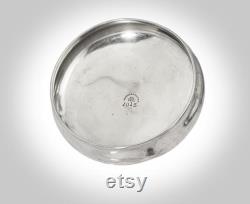 scenic enameled sterling cut glass vanity jar