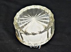 silver plate powder box vintage silver and glass trinket bowl with mirror dressing table powder glass and silver with lid a mirror