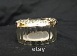 silver plate powder box vintage silver and glass trinket bowl with mirror dressing table powder glass and silver with lid a mirror