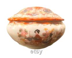 vintage '40s Japanese Geisha lidded boudoir powder pot