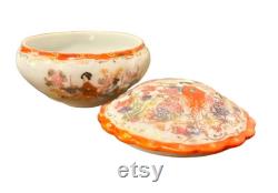 vintage '40s Japanese Geisha lidded boudoir powder pot