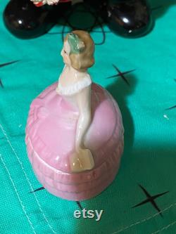 vintage petite porcelain lady powder box germany