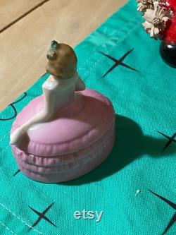 vintage petite porcelain lady powder box germany
