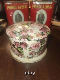 vintage staffordshire royal garden chintz pink rose collection powder box round 3 1 2 inches diameter